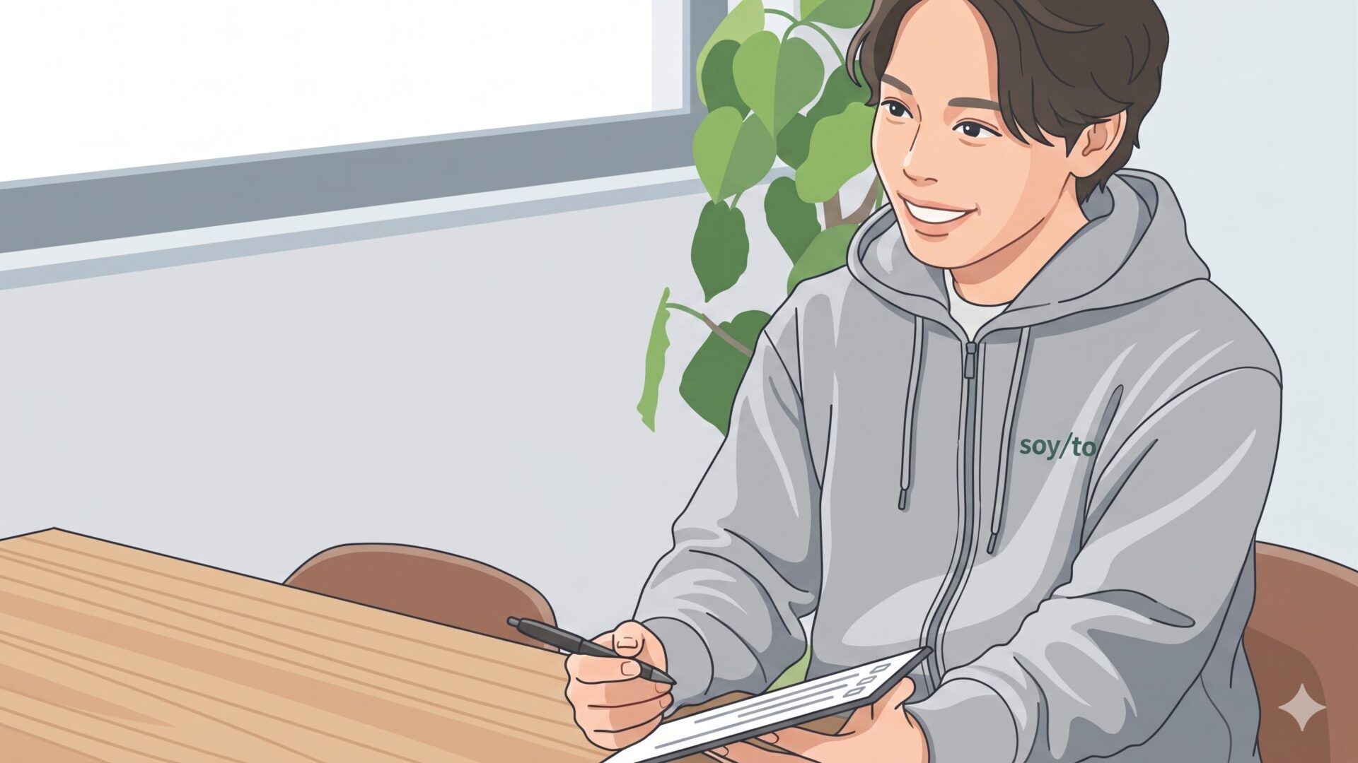査定内容を記入するスタッフのイラスト